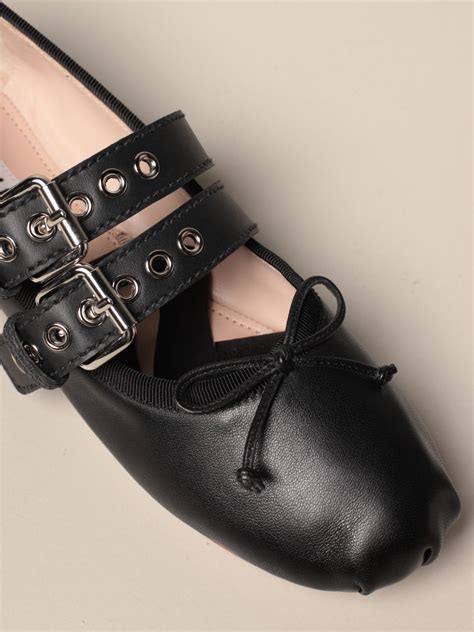 miu miu shoes ballerina|leather ballerina shoes.